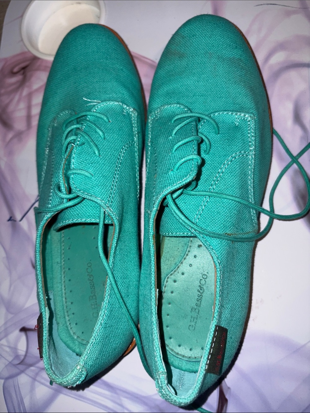G.H. Bass & Co. Daina Teal Canvas Lace-Up Oxford Women's Shoes